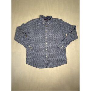Ben Sherman Mens Button Down Shirt XL Paisley Long Sleeve Blue/White 100% cotton